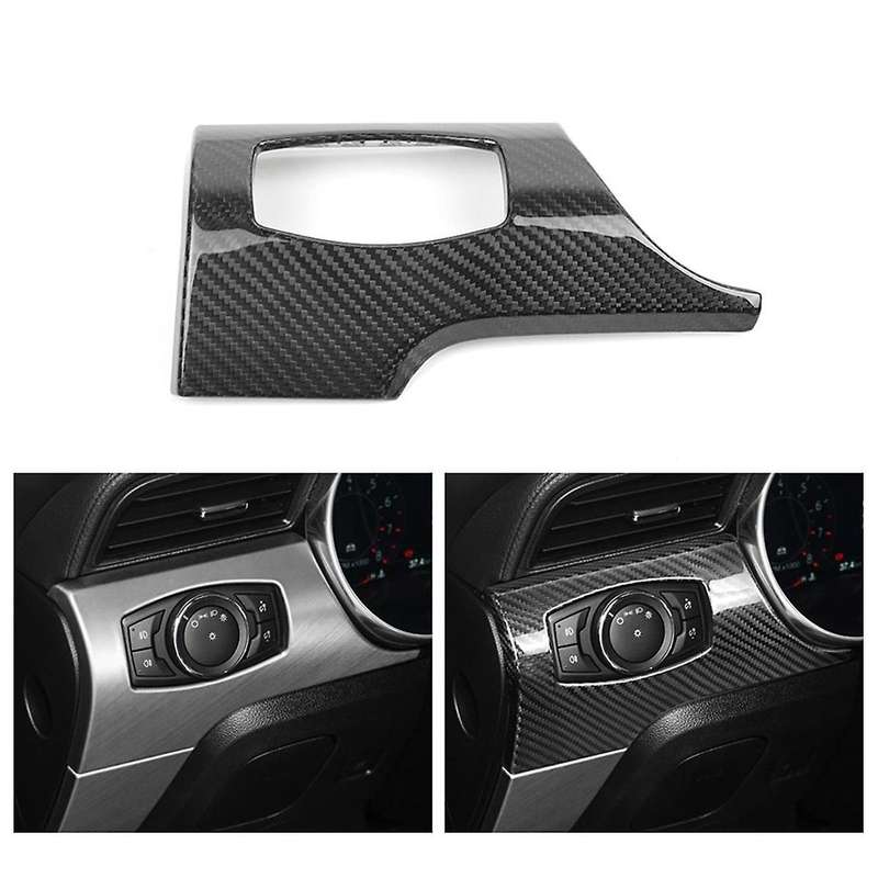 Real Hard Carbon Fiber Car Headlight Switch Interior Trim Sticker for 2015-2023