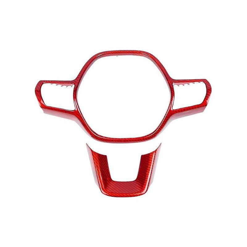 Real Hard Carbon Fiber Car Steering Wheel Panel Frame Cover Trim for 11th Gen 2022(red)