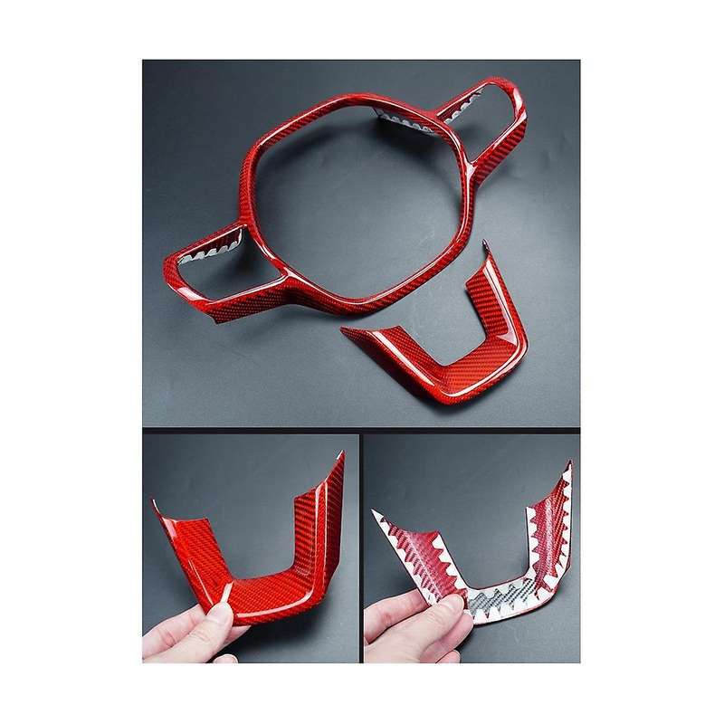 Real Hard Carbon Fiber Car Steering Wheel Panel Frame Cover Trim for 11th Gen 2022(red)