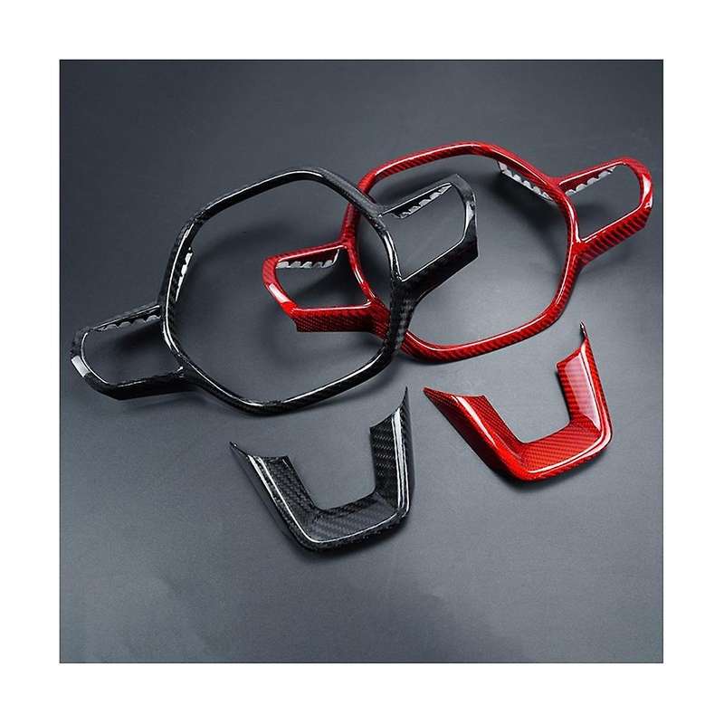 Real Hard Carbon Fiber Car Steering Wheel Panel Frame Cover Trim for 11th Gen 2022(red)