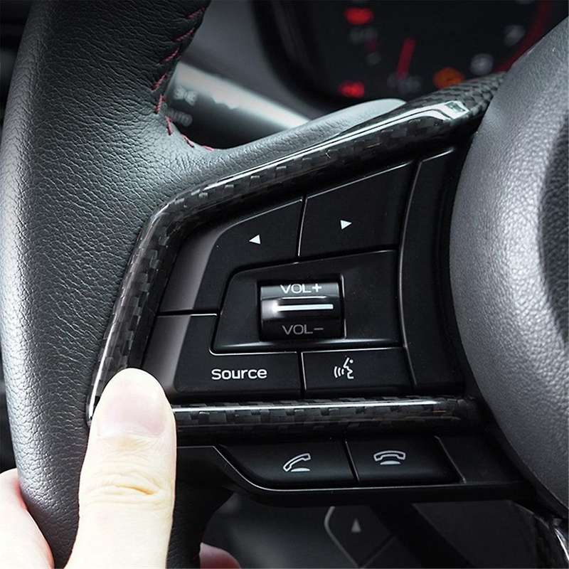 Real Hard Carbon Fiber Car Steering Wheel Button Frame Sticker Interior Trim Cover for / 2022 2023