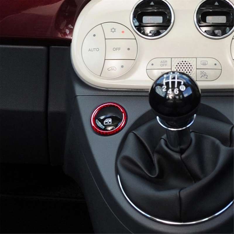 Real Hard Carbon Fiber Car Shift Panel Ring Sticker for 500 595 2012-2023