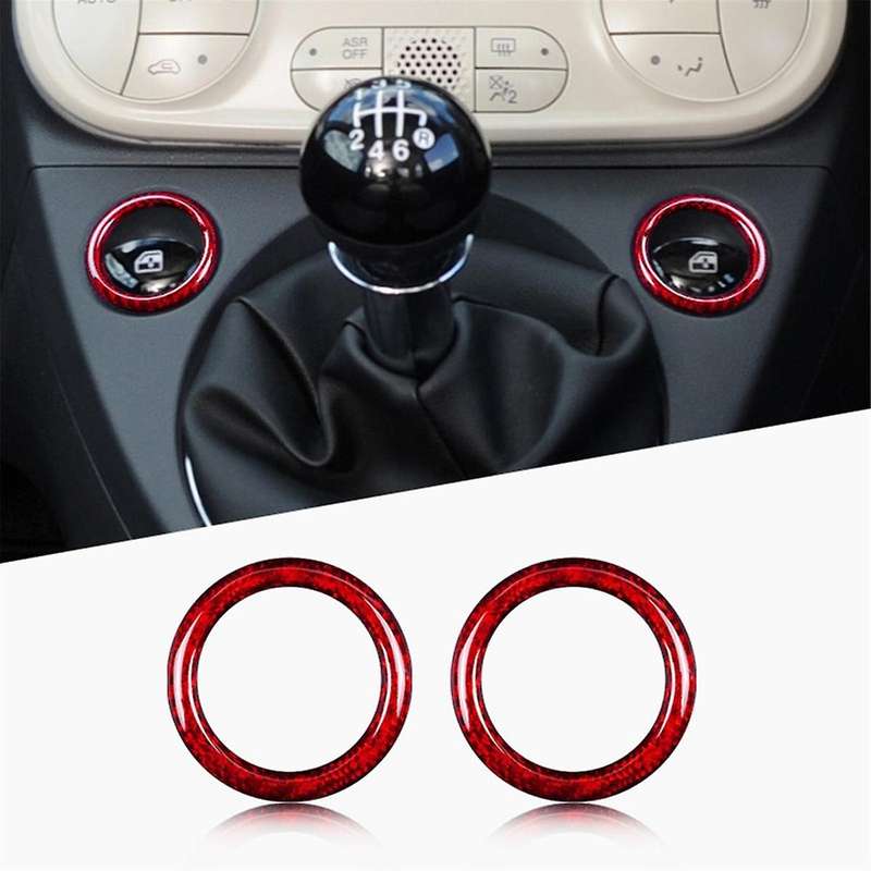 Real Hard Carbon Fiber Car Shift Panel Ring Sticker for 500 595 2012-2023