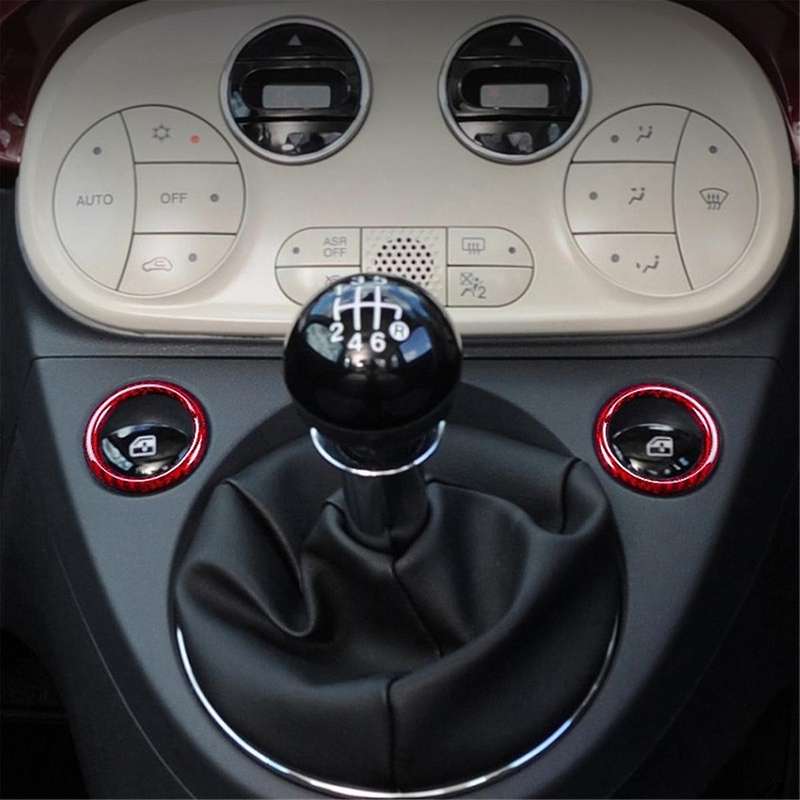 Real Hard Carbon Fiber Car Shift Panel Ring Sticker for 500 595 2012-2023