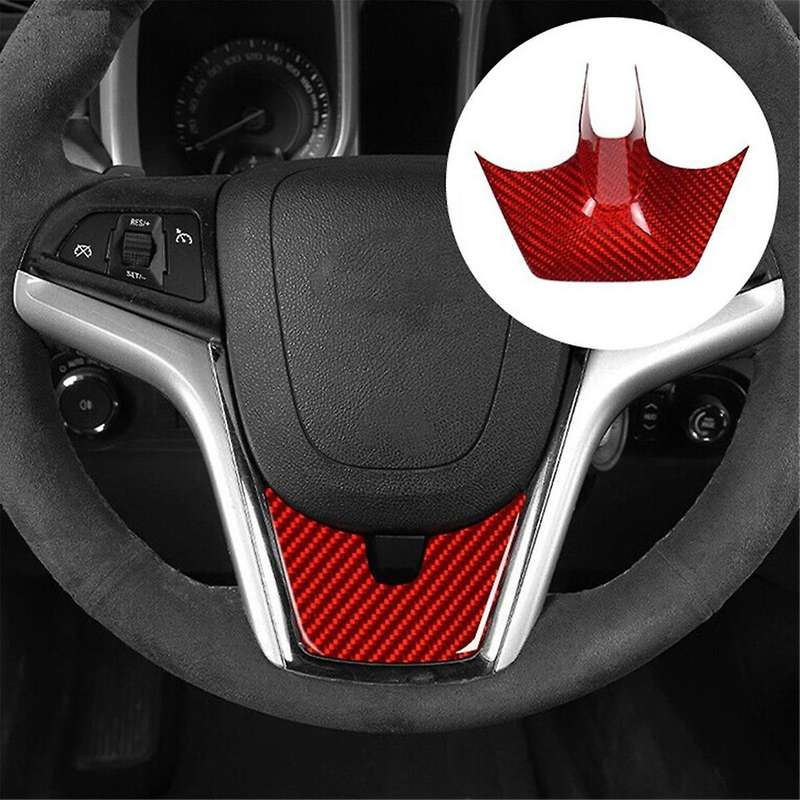Real Hard Carbon Fiber for 2012 2013 2014 2015 Accessories Interior Car Steering Wheel Sticker(Black