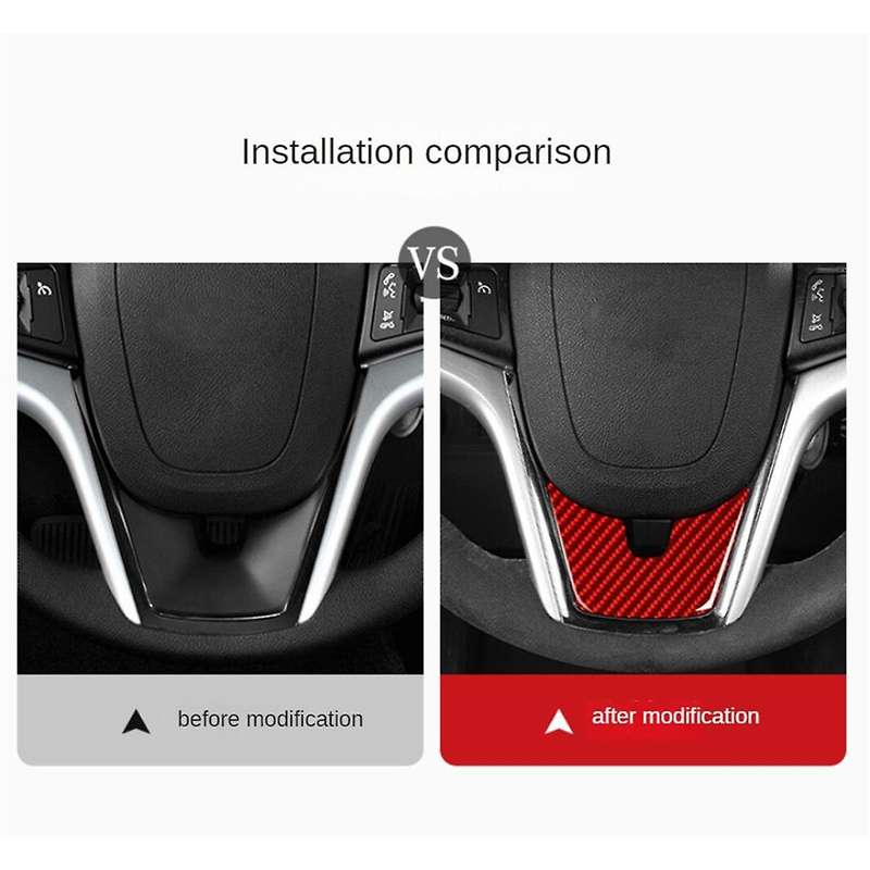 Real Hard Carbon Fiber for 2012 2013 2014 2015 Accessories Interior Car Steering Wheel Sticker(Red)