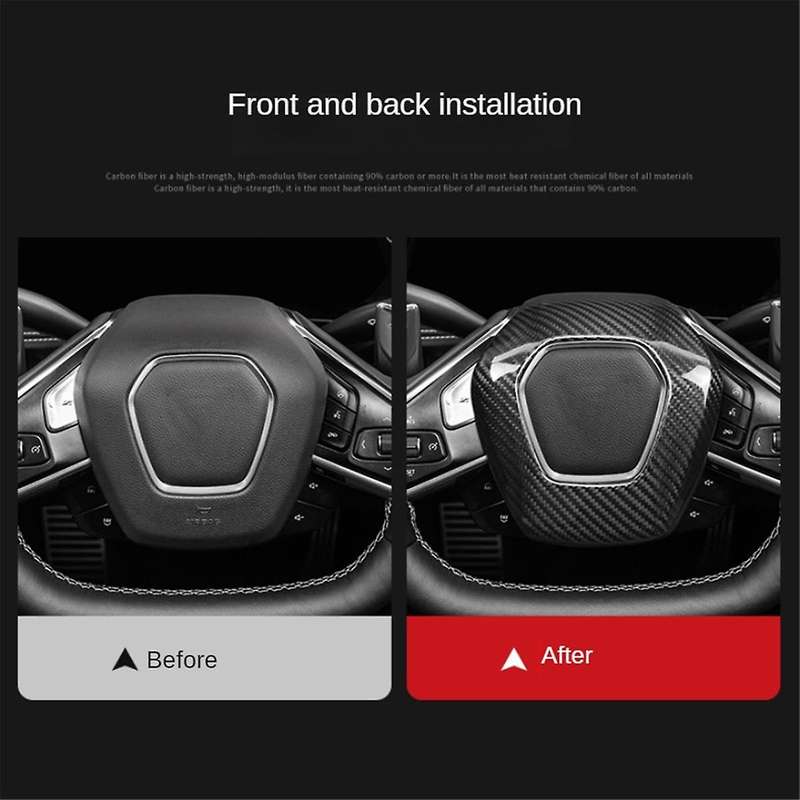 Real Hard Carbon Fiber for C8 2020-2023 Car Steering Wheel Center Cover Trim (red)