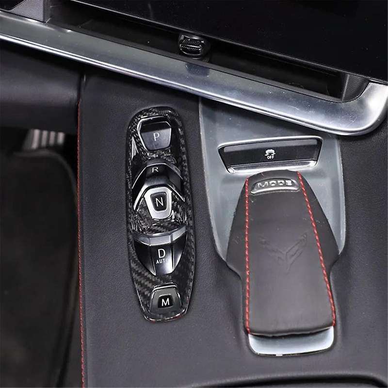 Real Hard Carbon Fiber for C8 2020-2023 Car Console Gear Shift Button Sticker Accessories
