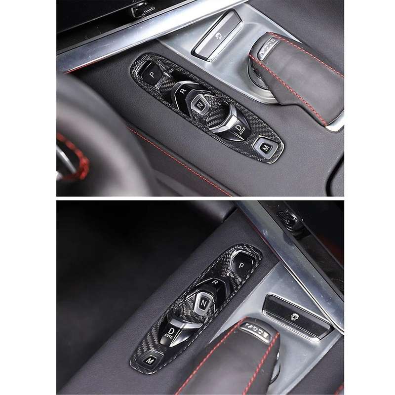 Real Hard Carbon Fiber for C8 2020-2023 Car Console Gear Shift Button Sticker Accessories