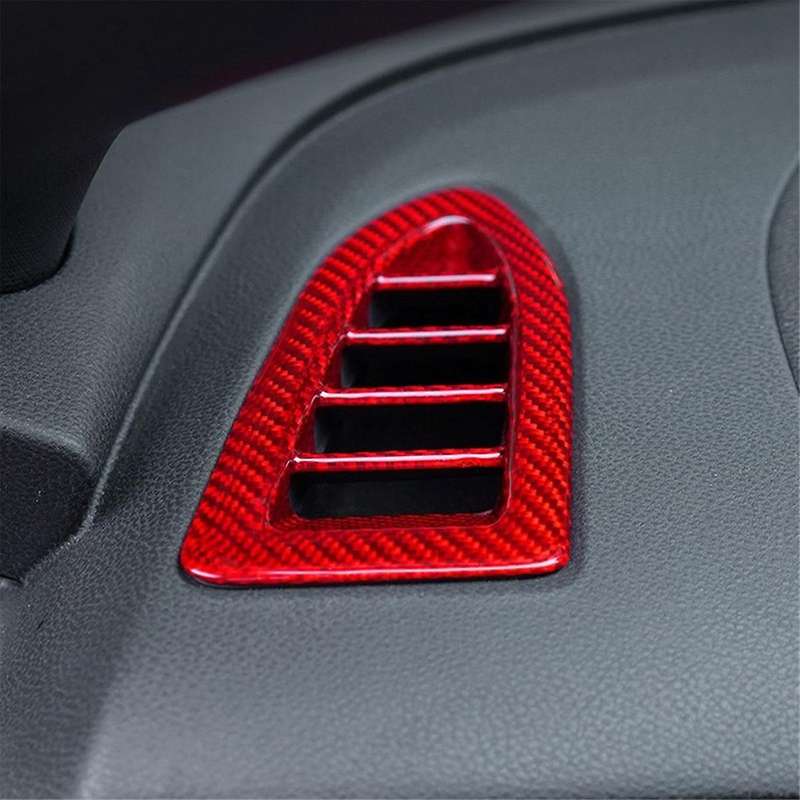 Real Hard Carbon Fiber Sticker for / 2022 2023 Car Dashboard Side Air Vent Frame Interior Trim Red