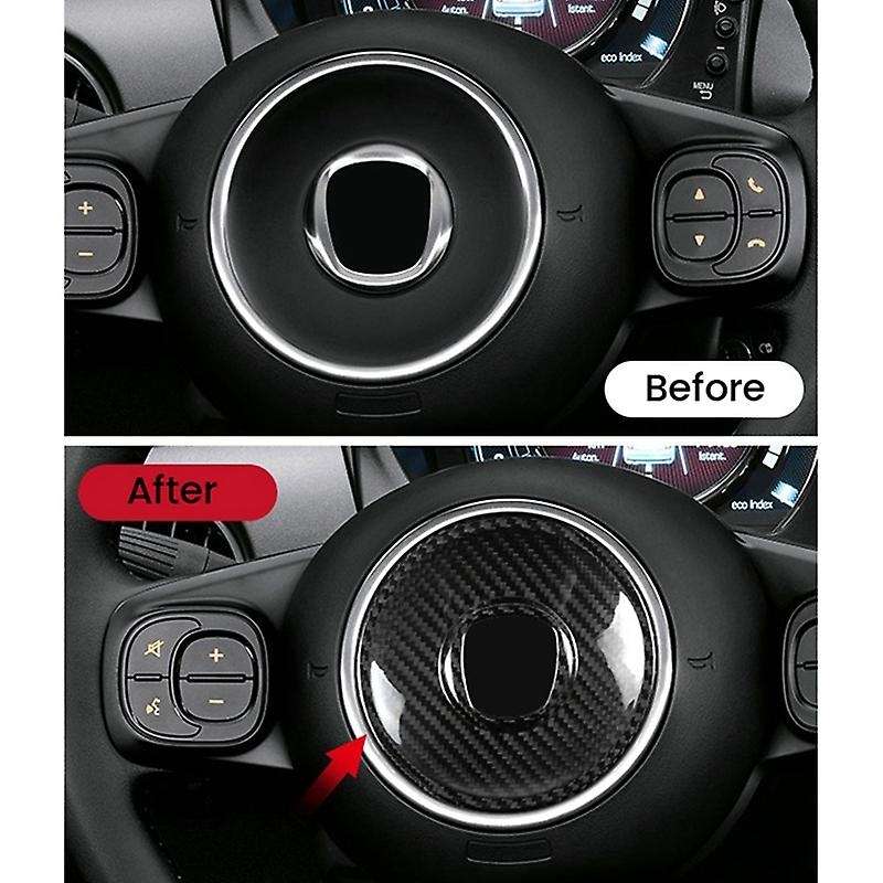 Real Hard Carbon Fiber Sticker for 500 2008-2013 Car Center Steering Wheel Interior Trim(A)