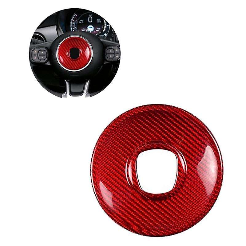 Real Hard Carbon Fiber Sticker for 500 2008-2013 Car Center Steering Wheel Interior Trim(A)