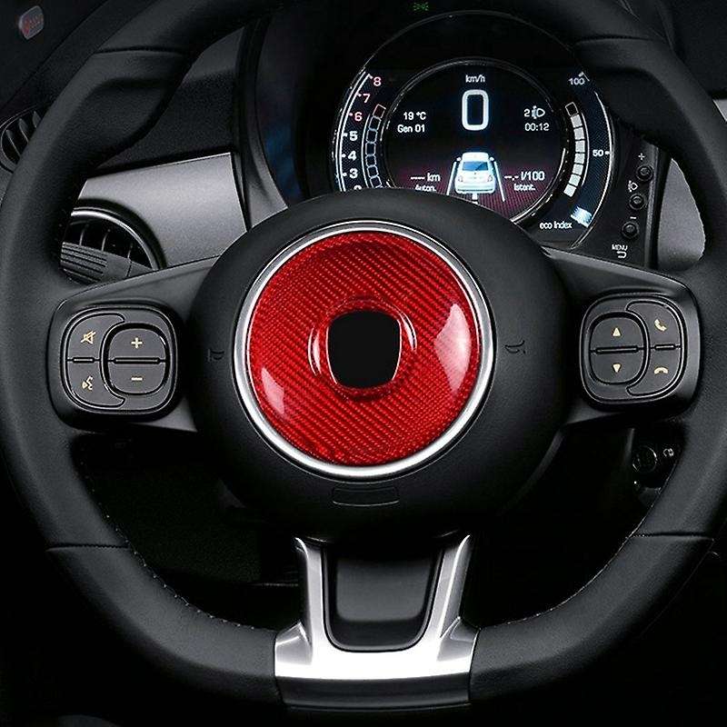 Real Hard Carbon Fiber Sticker for 500 2008-2013 Car Center Steering Wheel Interior Trim(A)