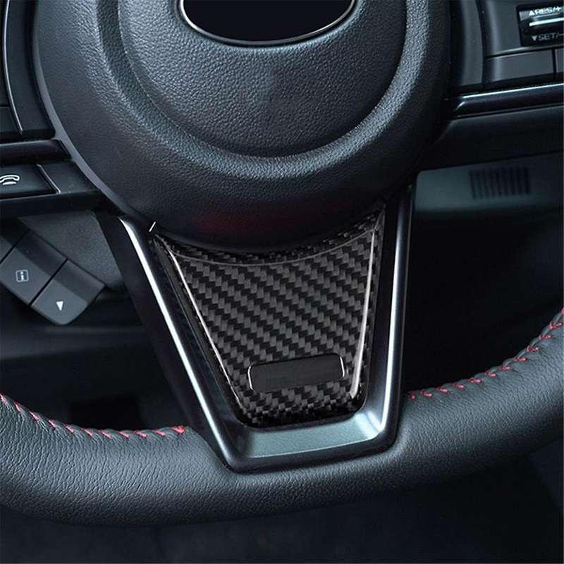 Real Hard Carbon Fiber Sticker for 2022 2023 Car Steering Wheel Button Frame Interior Trim(Red)