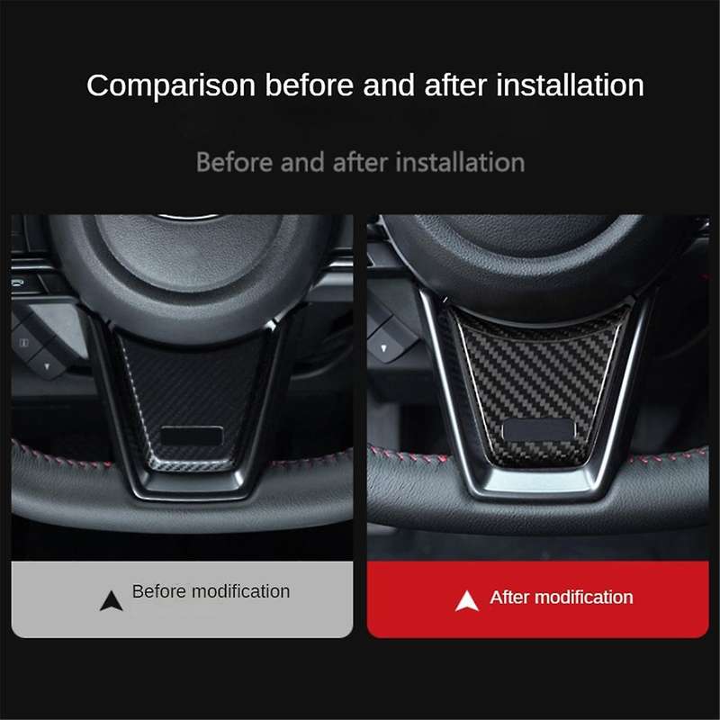 Real Hard Carbon Fiber Sticker for 2022 2023 Car Steering Wheel Button Frame Interior Trim(Red)
