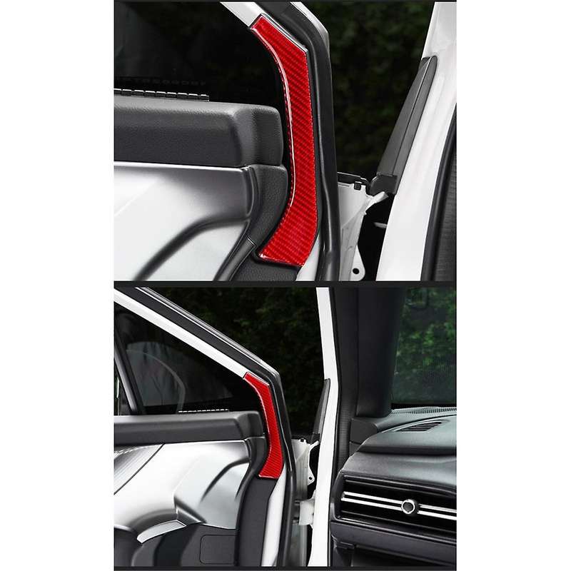 Real Soft Carbon Fiber Sticker for / 2022 2023 Car Inside Front Door Window Pillar Trim(Red)