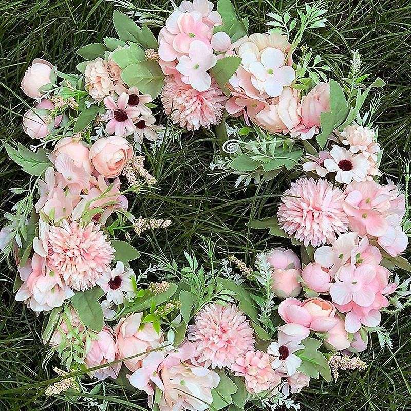 Realistic Handmade Pink Wreaths for Front Door, Window, Wedding, Wall Home Decor -17inch Artificial