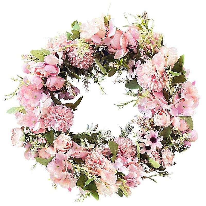 Realistic Handmade Pink Wreaths for Front Door, Window, Wedding, Wall Home Decor -17inch Artificial