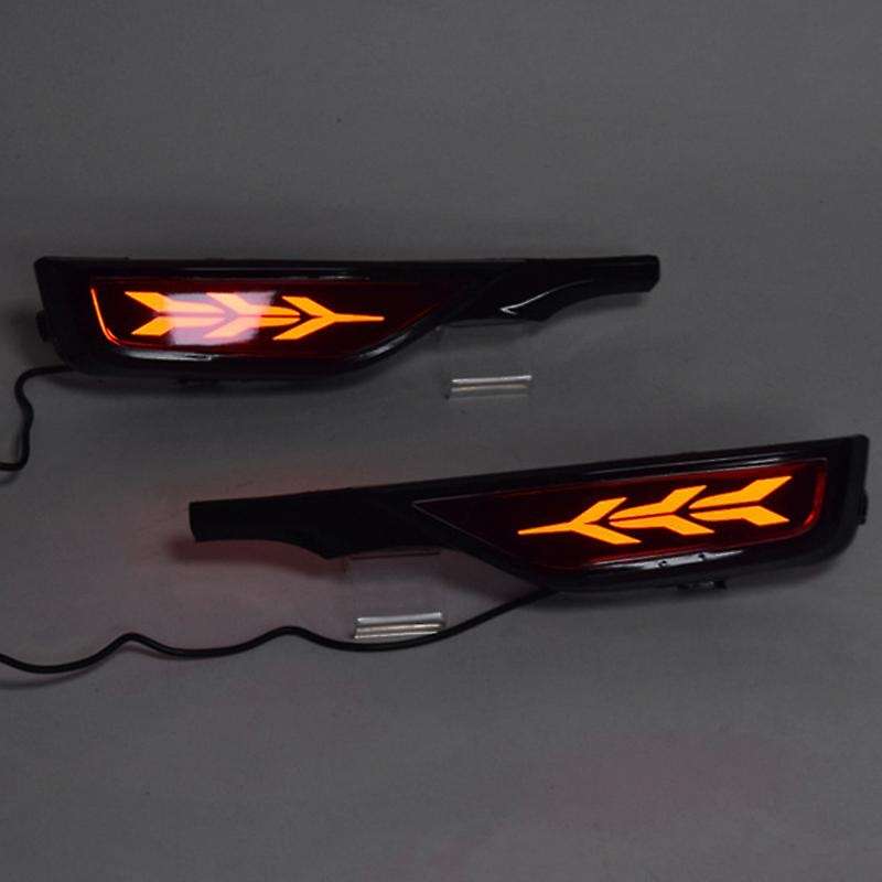 Rear Brake Light 12V Car LED Rear Fog Lamp Rear Bumper Light Flowing Turn Signal Reflector for Fit J