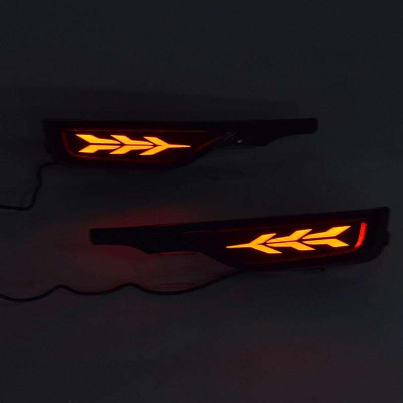 Rear Brake Light 12V Car LED Rear Fog Lamp Rear Bumper Light Flowing Turn Signal Reflector for Fit J