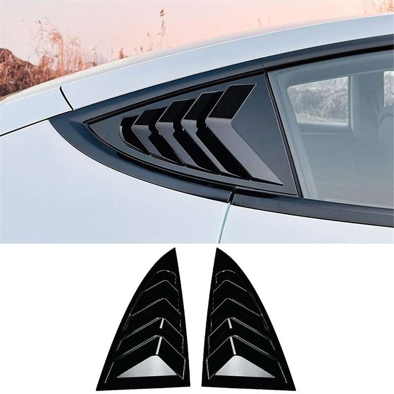 Rear Car Window Shutter Cover for Model 3 2024 Louver Side Vent Trim Triangle Accessories, Black