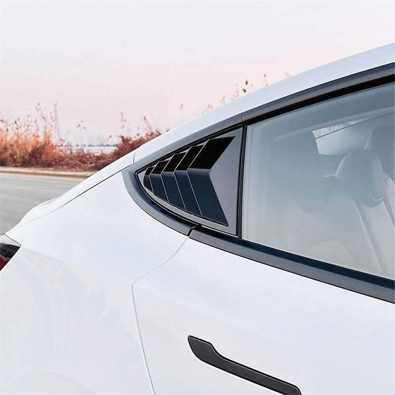 Rear Car Window Shutter Cover for Model 3 2024 Louver Side Vent Trim Triangle Accessories, Black