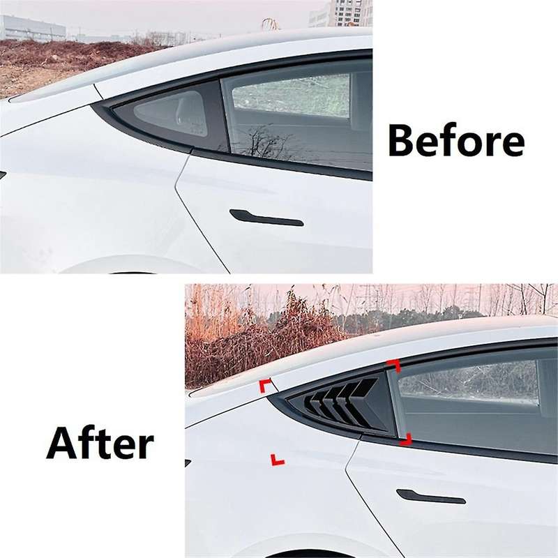 Rear Car Window Shutter Cover for Model 3 2024 Louver Side Vent Trim Triangle Accessories, Black