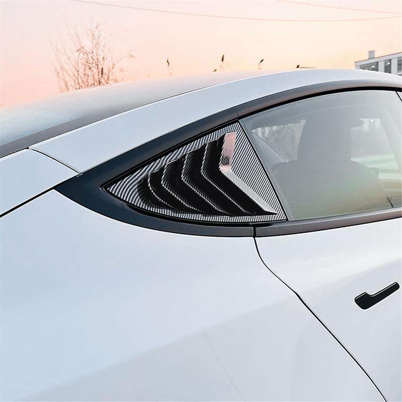 Rear Car Window Shutter Cover for Model 3 2024 Louver Side Vent Trim Triangle Accessories, Carbon