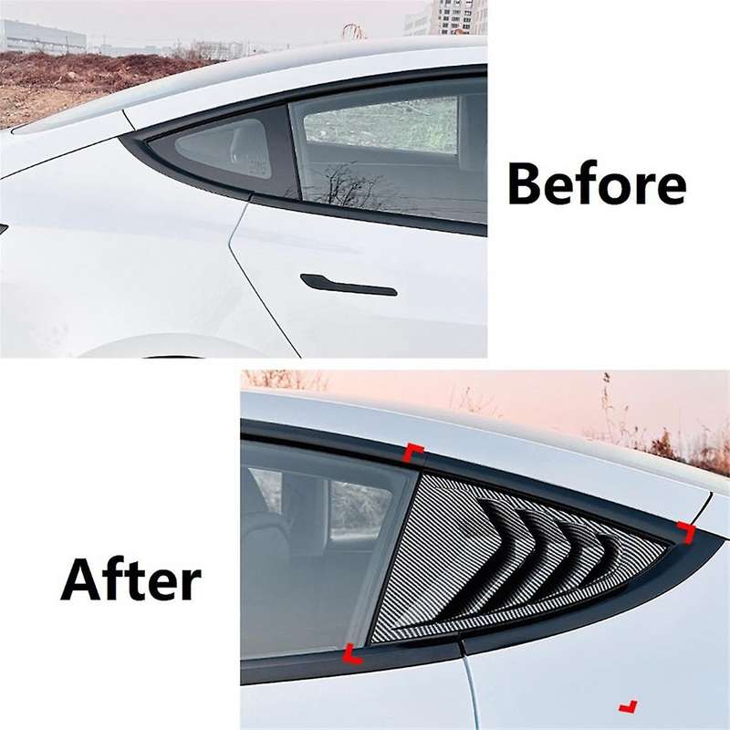 Rear Car Window Shutter Cover for Model 3 2024 Louver Side Vent Trim Triangle Accessories, Carbon