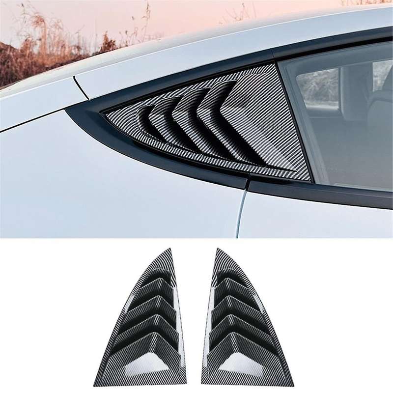 Rear Car Window Shutter Cover for Model 3 2024 Louver Side Vent Trim Triangle Accessories, Carbon