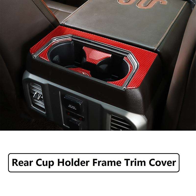 Rear Cup Holder Frame Trim Cover Interior Accessories for 2015 2016 2017 2018 2019 2020 Red Carbon F