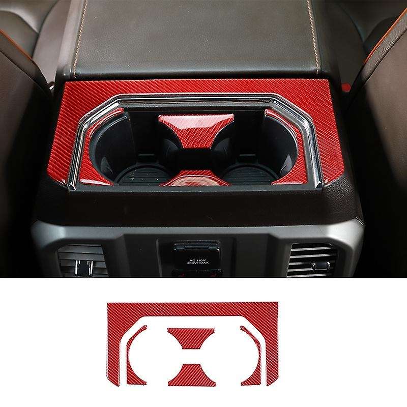Rear Cup Holder Frame Trim Cover Interior Accessories for 2015 2016 2017 2018 2019 2020 Red Carbon F