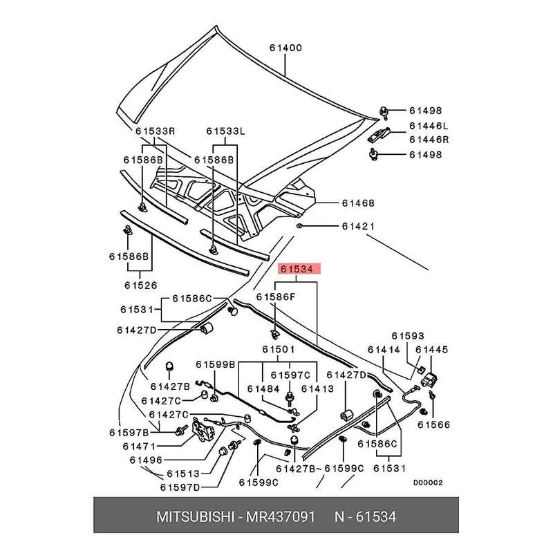 Rear Hood Weatherstrip Seal Strip MR437091 for MONTERO V75,77W Long Wagon 2000-2006