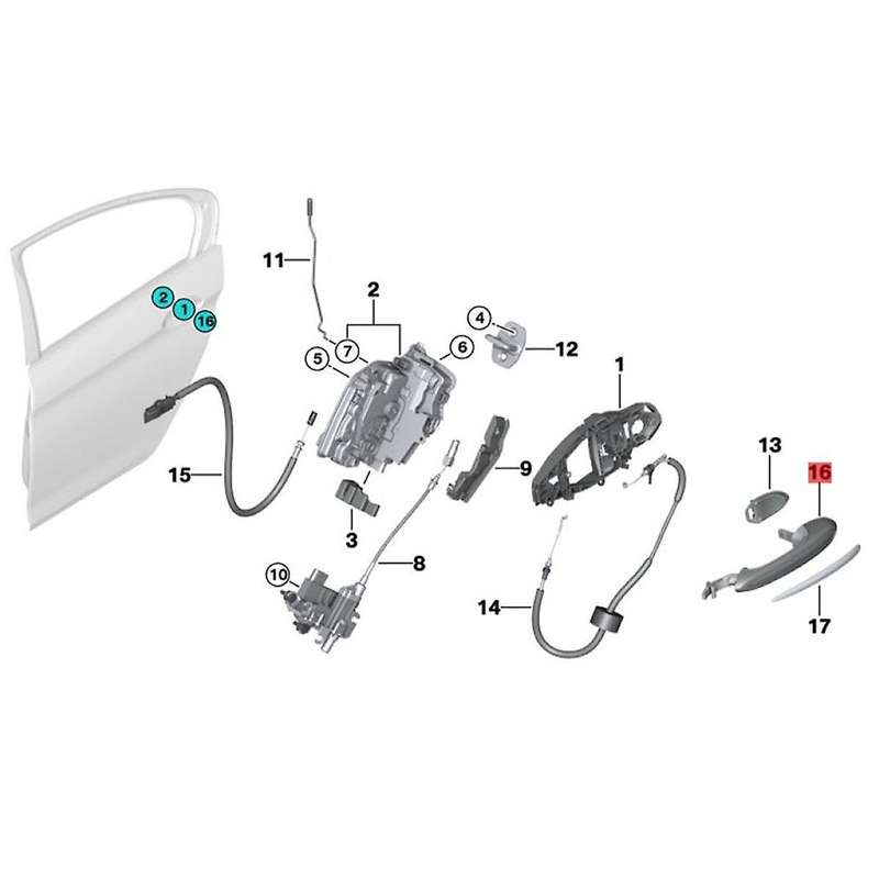 Rear Left Door Handle Comfort Access Smart Key 51219491469 for 5 Series G30 G31 G38 G32 GT 2017-2020