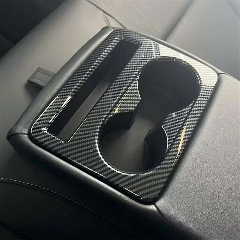 Rear Seat Cup Holder Cover Trim for 2024 2025 Interior Accessories Carbon Fiber