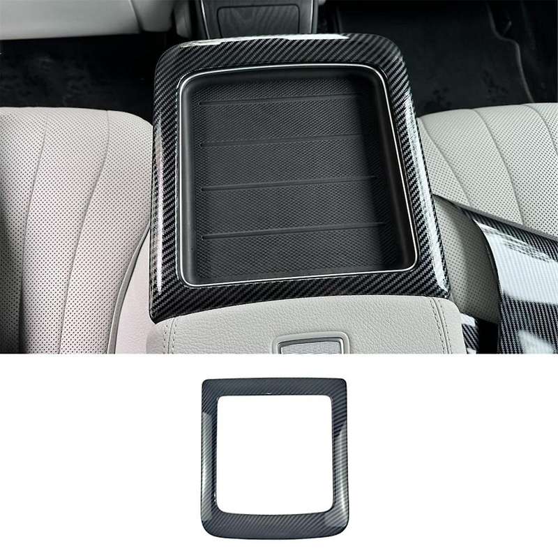 Rear Seat Armrest Cup Holder Cover Trim for E Class W214 2024 Accessories ABS Carbon Fiber