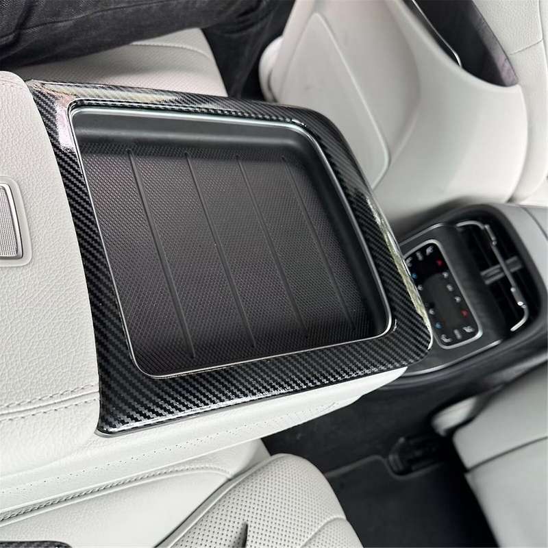 Rear Seat Armrest Cup Holder Cover Trim for E Class W214 2024 Accessories ABS Carbon Fiber