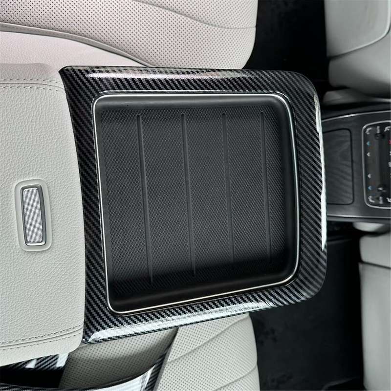 Rear Seat Armrest Cup Holder Cover Trim for E Class W214 2024 Accessories ABS Carbon Fiber