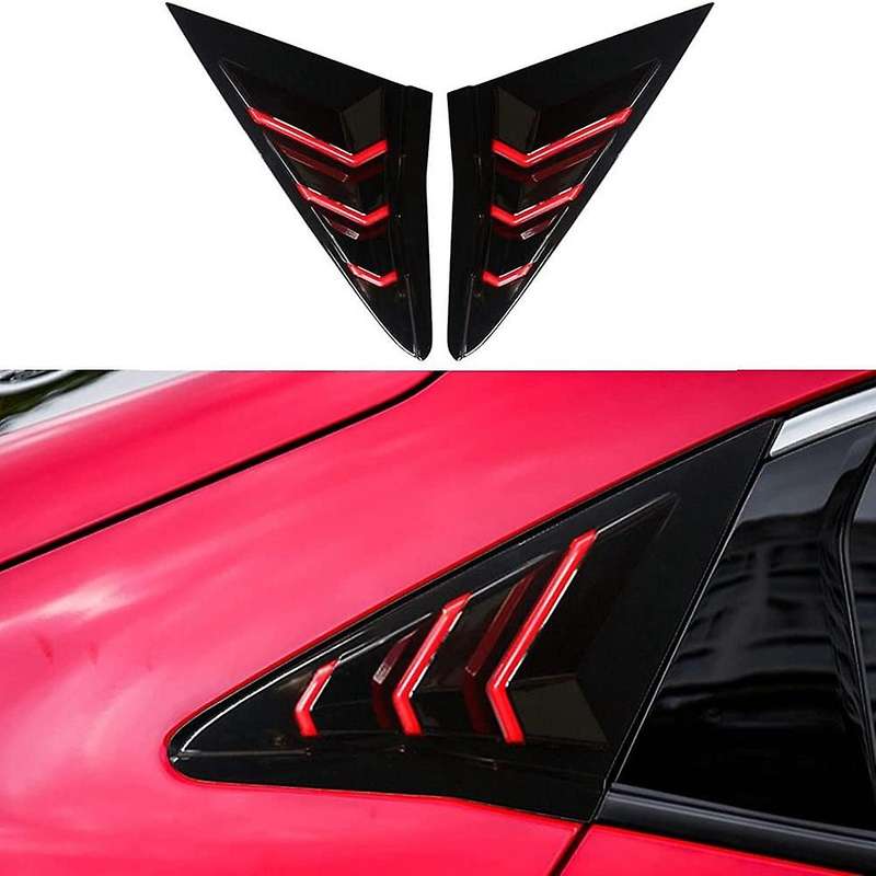 Rear Side Window Louvers Cover Stickers, for Hatchback 2016-2021 Window Blinds Trim, Carbon Fiber