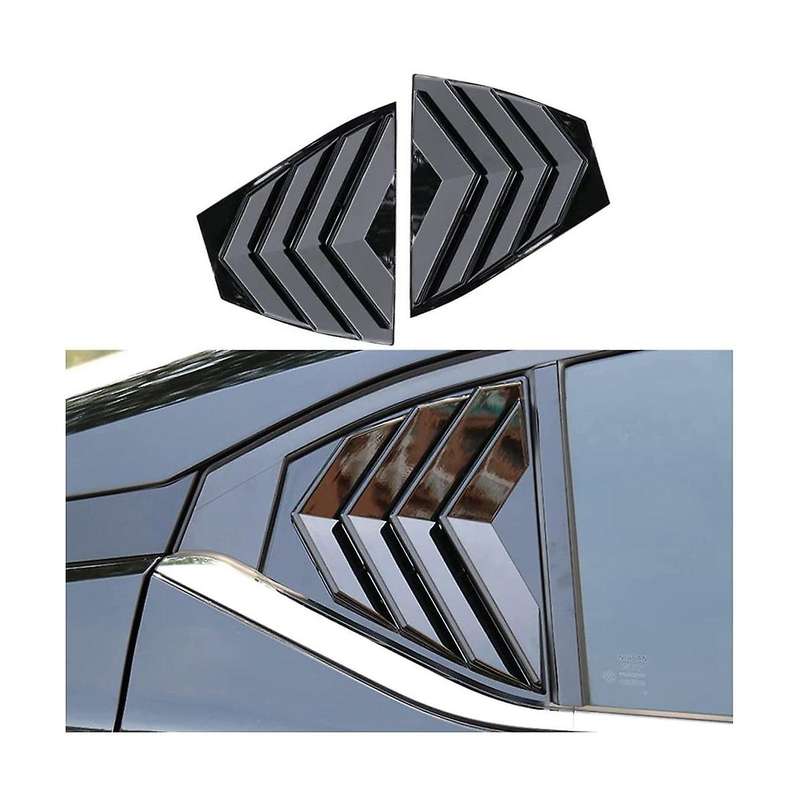 Rear Side Window Louvers Scoop Sun Shade Shutter Panel Cover for Sentra 2020-2022 - Bright Black