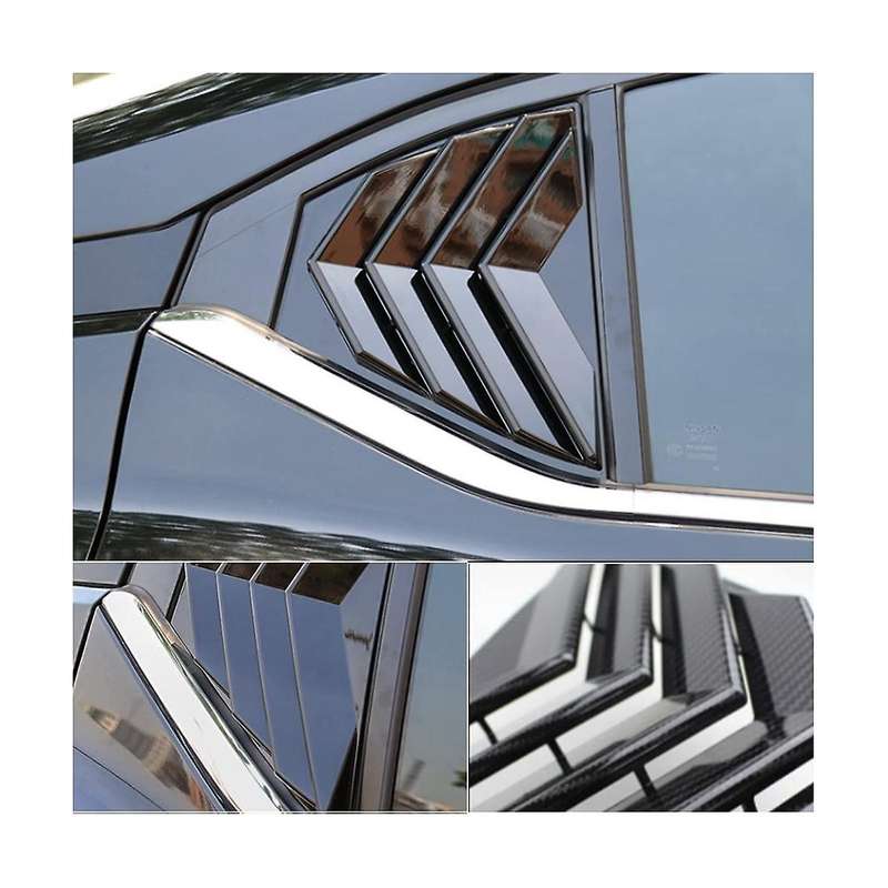 Rear Side Window Louvers Scoop Sun Shade Shutter Panel Cover for Sentra 2020-2022 - Bright Black