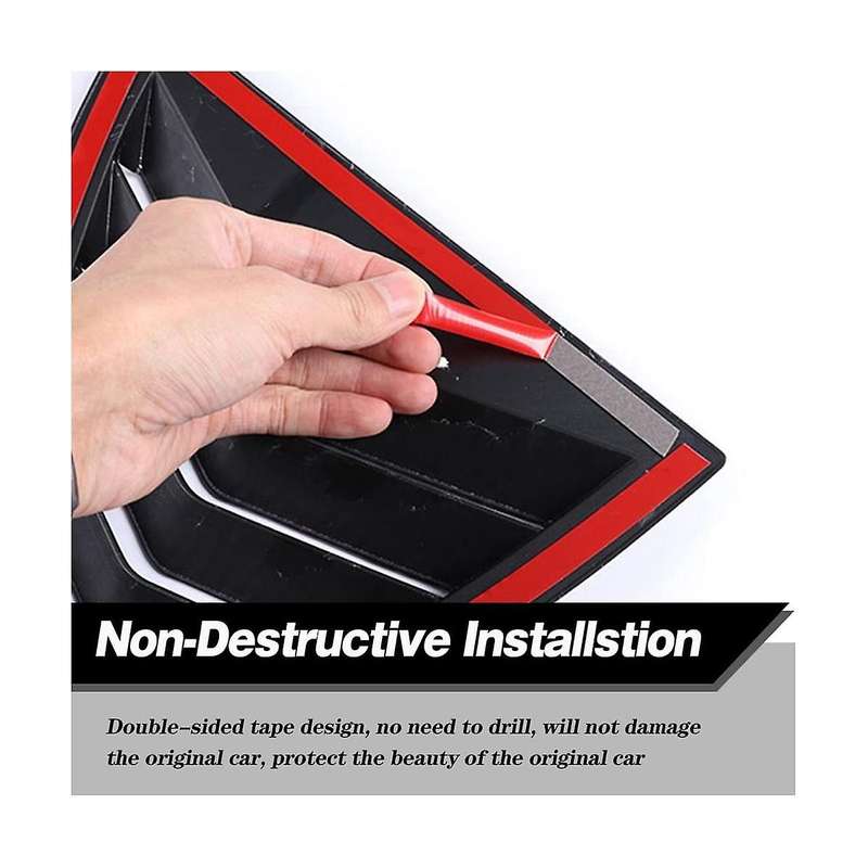 Rear Side Window Louvers Scoop Sun Shade Shutter Panel Cover for Sentra 2020-2022 - Bright Black