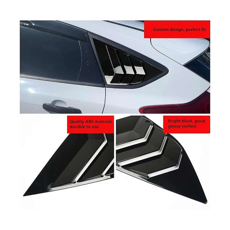 Rear Side Window Louvers for Focus ST MK3 Hatchback 2012-2018 Accessories Scoop Cover, Black