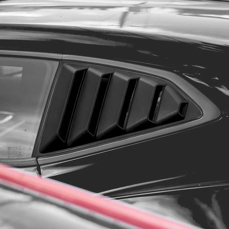Rear Side Window Louvers Scoop Shades Cover Blinds for 2016-2021 Accessories, Bright Black