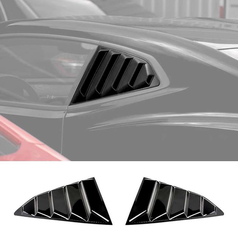 Rear Side Window Louvers Scoop Shades Cover Blinds for 2016-2021 Accessories, Bright Black