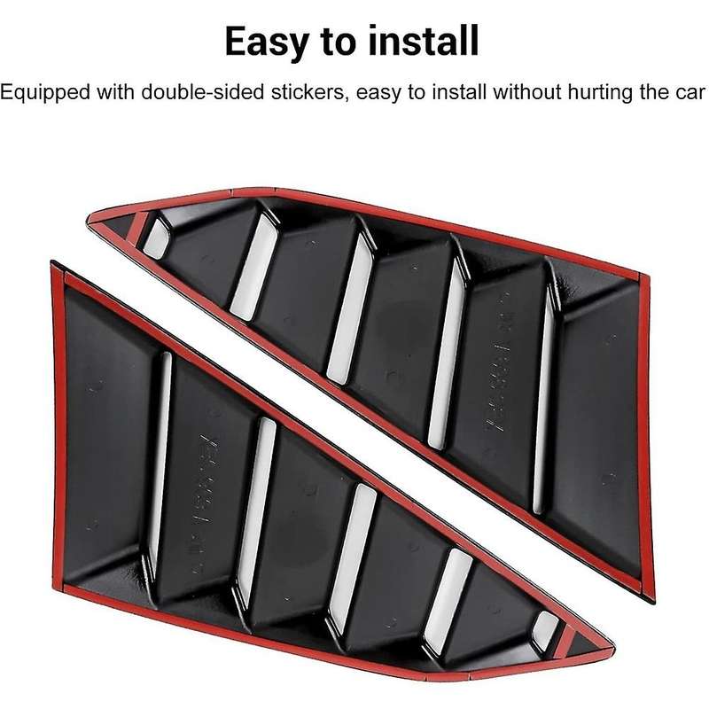 Rear Side Window Louvers Scoop Shades Cover Blinds for 2016-2021 Accessories, Bright Black