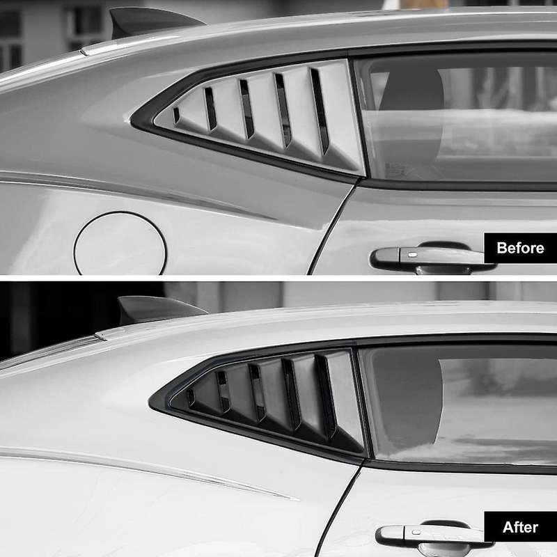 Rear Side Window Louvers Scoop Shades Cover Blinds for 2016-2021 Accessories, Bright Black