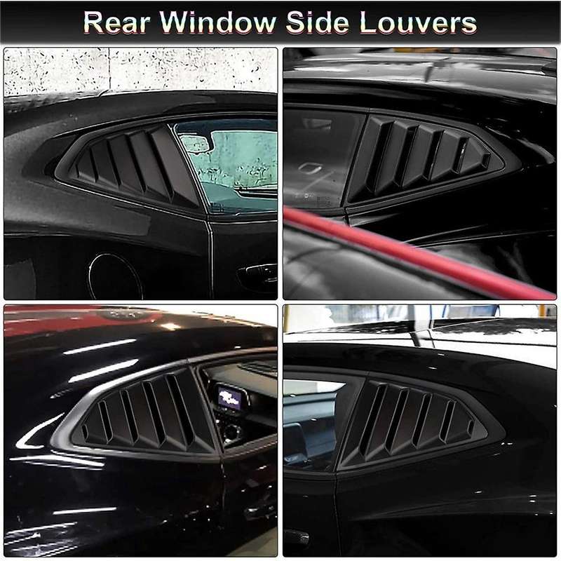 Rear Side Window Louvers Scoop Shades Cover Blinds for 2016-2021 Accessories, Matte Black