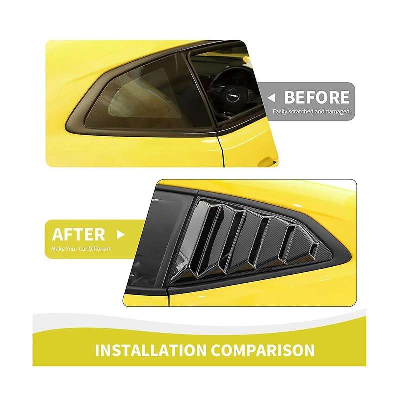 Rear Side Window Louvers for 2017-2023 Window Glass Blinds Accessories, Abs Carbon Fiber