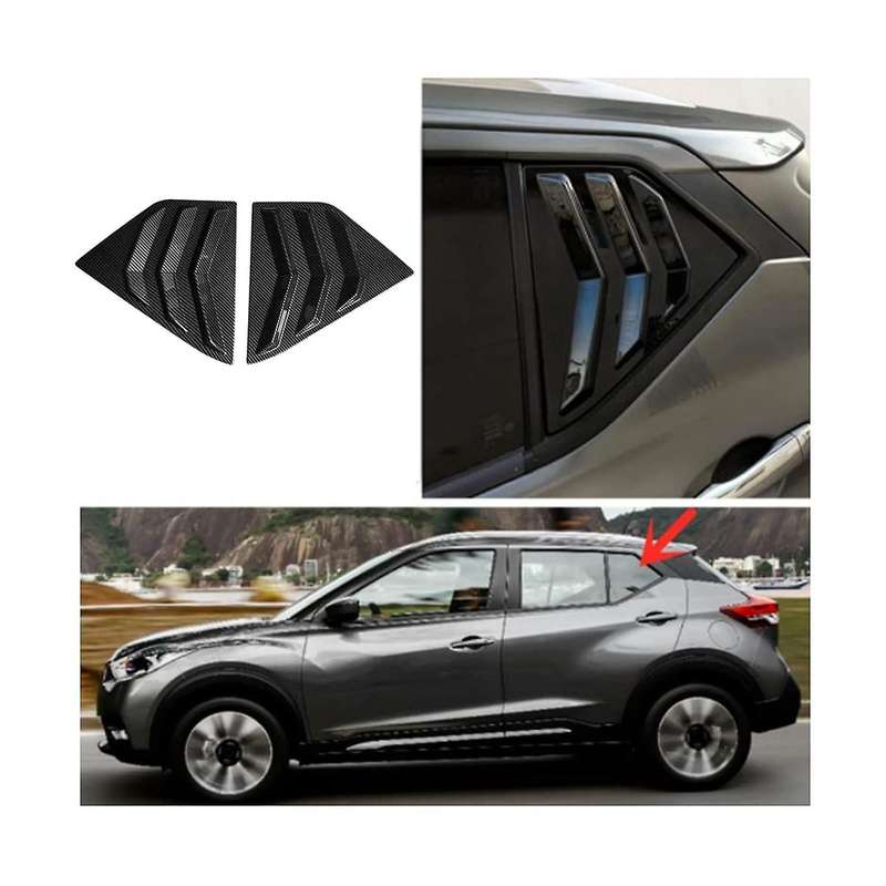 Rear Side Window Louvers for Kicks 2018-2023 Scoop Shades Cover Accessories - Carbon Fiber